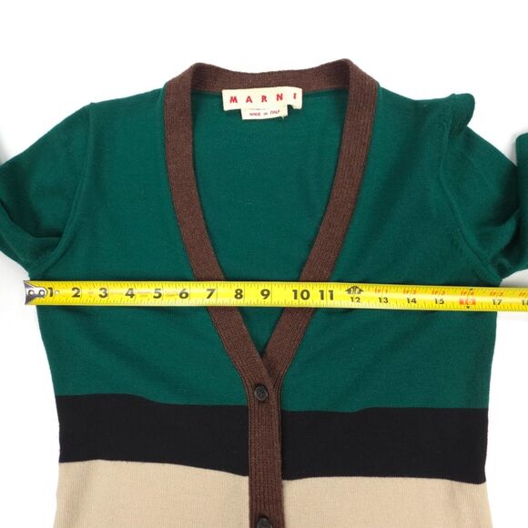 MARNI Virgin Wool Cardigan Sweater Green Colorblock Lagenlook French Girl Twee - Picture 3 of 8